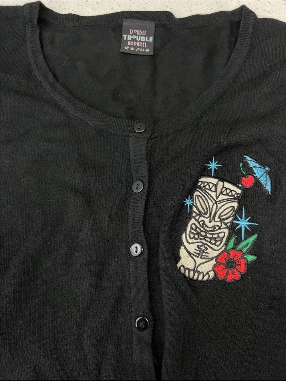 🌺Double Trouble Apparel Embroidered Tiki Cardigan, Black, 2X, NWOT🌺 - Picture 10 of 14